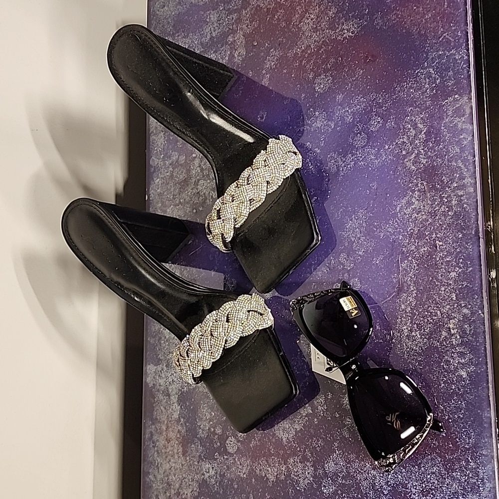 Dress heels, 4.5 " heel, including matching sunglasses. Never worn